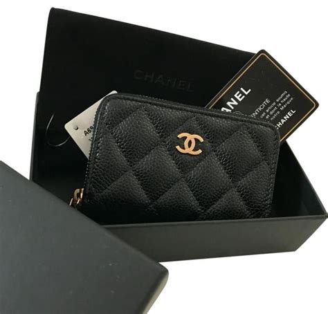 chanel classic zipped card holder|chanel card holder zip wallet.